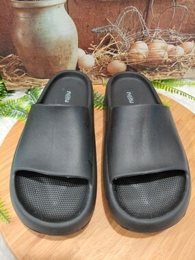 Mad Love Black Slip-On Slide Sandals